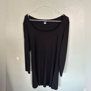 Old Navy Womens Fit & Flare Rib Knit Long Sleeve Mini Dress Size Large Black NWT